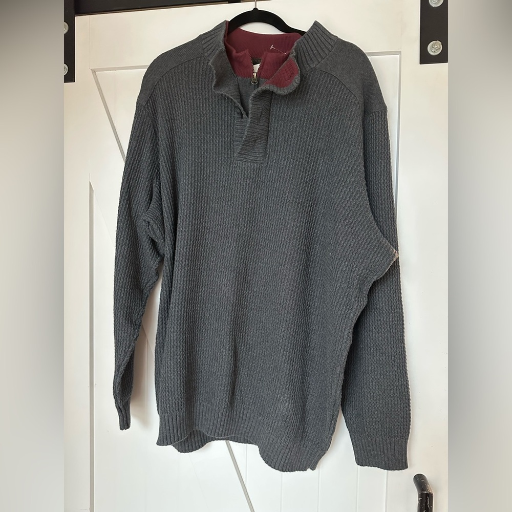 Gray Zip Up Sweater with Classic Design